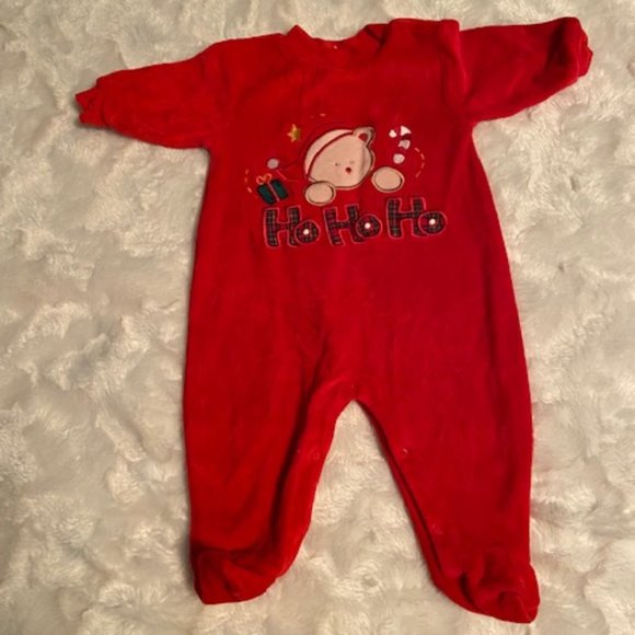 Baby Christmas Red Fleece Santa Sleeper Size 3 MTHS - Picture 1 of 6